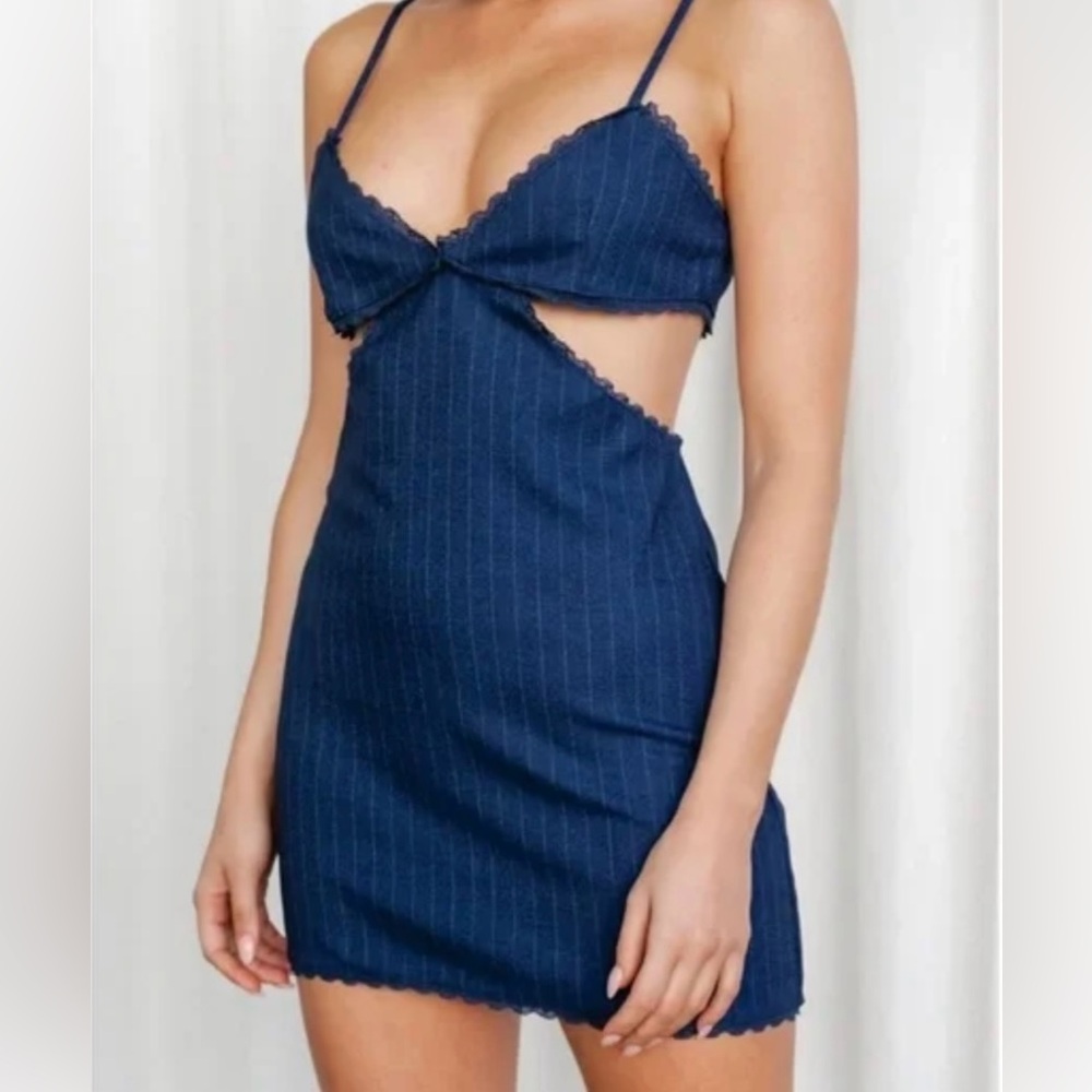 Brand new with tags lioness navy pinstripe cut out dress.  No flaws